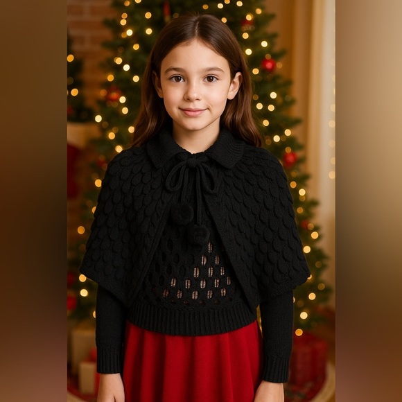 Douer Mili | Shirts & Tops | Douer Mili Black Paris Knitted Cape Shawl ...
